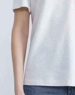 New Lafayette 148 New York Linen-Cotton Jersey V-Neck Tee Taupe