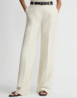 New Lafayette 148 New York Linen-Viscose Gates Pant Yellow Yarrow