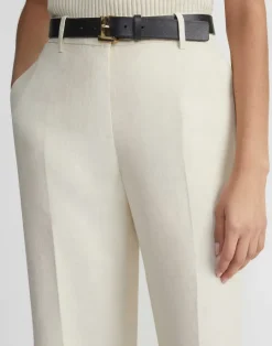 New Lafayette 148 New York Linen-Viscose Gates Pant Yellow Yarrow