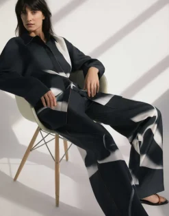 Discount Lafayette 148 New York Martha Madigan X L148 Print Silk Twill Riverside Pant Black Multi