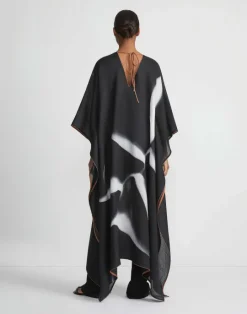 Hot Lafayette 148 New York Martha Madigan X L148 Print Sustainable Voile Kaftan Black Multi