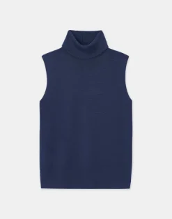 Online Lafayette 148 New York Matte Crepe Sleeveless Turtleneck Sweater Black