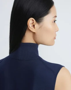 Online Lafayette 148 New York Matte Crepe Sleeveless Turtleneck Sweater Black