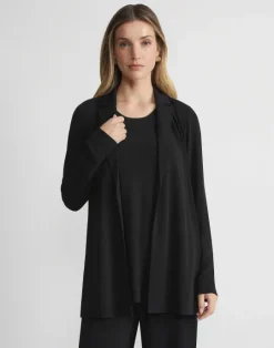 Best Lafayette 148 New York Matte Jersey Open Front Jacket Black