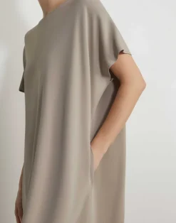 New Lafayette 148 New York Matte Jersey Tapered T-Shirt Dress Smoked Taupe