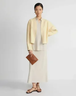 Lafayette 148 New York Mercerized Cotton Ribbed Skirt Pebble