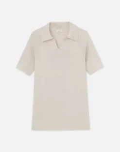 Lafayette 148 New York Mercerized Cotton Ribbed Polo Pebble
