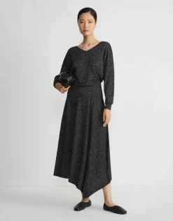Online Lafayette 148 New York Merino Wool-Silk Sequin Knit Skirt Black Metallic