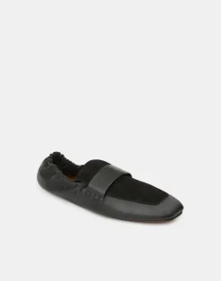 Outlet Lafayette 148 New York Nappa Leather & Suede Packable Loafer Black