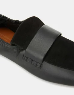 Outlet Lafayette 148 New York Nappa Leather & Suede Packable Loafer Black