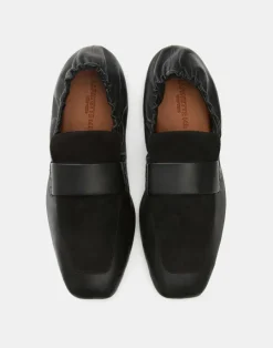 Outlet Lafayette 148 New York Nappa Leather & Suede Packable Loafer Black