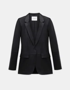 Lafayette 148 New York Nappa Leather Blazer Classic Claret