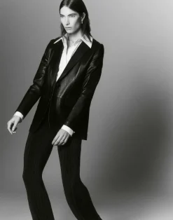Lafayette 148 New York Nappa Leather Blazer Classic Claret