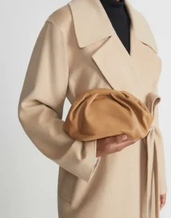 Discount Lafayette 148 New York Nappa Leather Pochette Camel