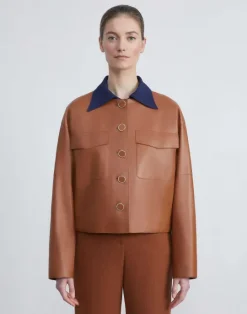 New Lafayette 148 New York Nappa Leather Quilted Jacket Copper