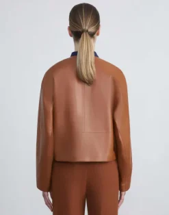 New Lafayette 148 New York Nappa Leather Quilted Jacket Copper