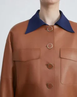 New Lafayette 148 New York Nappa Leather Quilted Jacket Copper