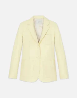 Online Lafayette 148 New York Nappa Leather Three Pocket Blazer Yellow Yarrow