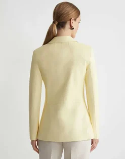 Online Lafayette 148 New York Nappa Leather Three Pocket Blazer Yellow Yarrow