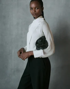 Online Lafayette 148 New York Opaque & Sheer Silk Wrap Blouse Cloud