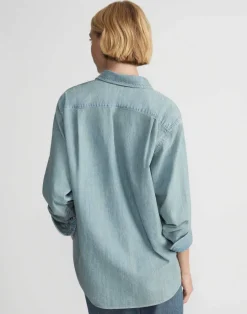 Best Lafayette 148 New York Organic Cotton Chambray Pocket Shirt Sunkissed