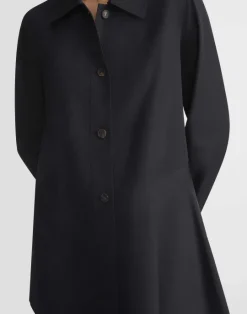 Best Lafayette 148 New York Organic Cotton Poplin Flounced Shirt Jacket Cadet Khaki