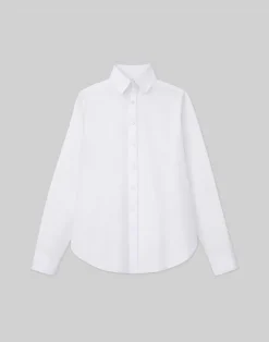 Clearance Lafayette 148 New York Organic Cotton Poplin High Collar Shirt Wild Bluet