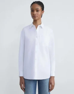 Online Lafayette 148 New York Organic Cotton Poplin Oversized Shirt Golden Medallion