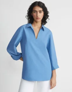 Best Lafayette 148 New York Organic Cotton Poplin Popover Shirt White