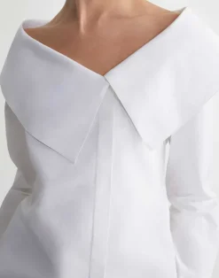Hot Lafayette 148 New York Organic Cotton Poplin Portrait Collar Shirt White
