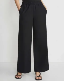 New Lafayette 148 New York Organic Cotton Poplin Riverside Pant Black