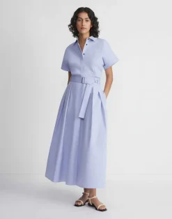 Clearance Lafayette 148 New York Organic Cotton Poplin Shirtdress Wild Bluet