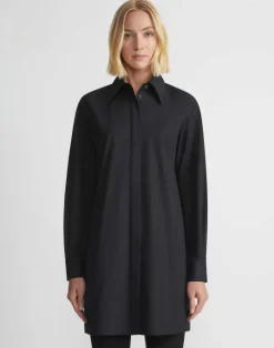 Clearance Lafayette 148 New York Organic Cotton Poplin Side Button Shirt White