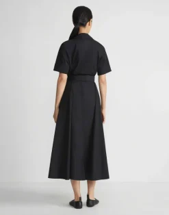 Online Lafayette 148 New York Organic Cotton Poplin Surplice Shirtdress Black