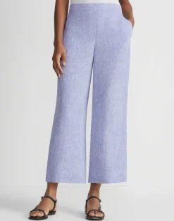 Outlet Lafayette 148 New York Organic Linen Columbus Cropped Pant Melba Melange