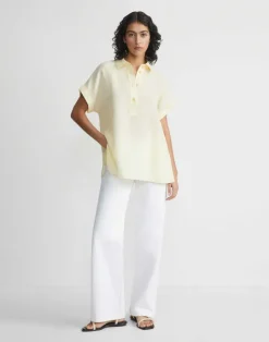 Lafayette 148 New York Organic Linen Dolman Polo Pumice Melange