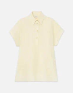 Lafayette 148 New York Organic Linen Dolman Polo Pumice Melange