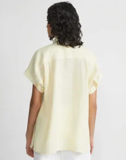 Lafayette 148 New York Organic Linen Dolman Polo Pumice Melange