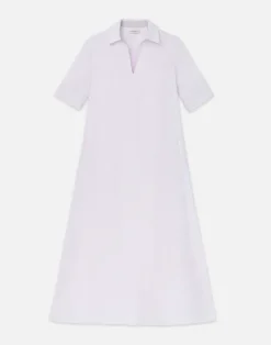 Clearance Lafayette 148 New York Organic Linen Short Sleeve Popover Dress Dried Blossom Melange