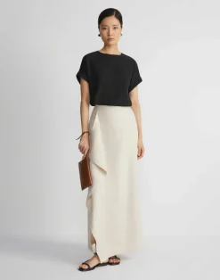 Online Lafayette 148 New York Organic Silk Georgette Cuffed T-Shirt Blouse Cloud