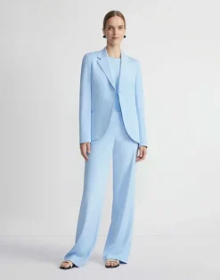Sale Lafayette 148 New York Organic Silk Stretch Crepe De Chine Sullivan Pant Sky Blue