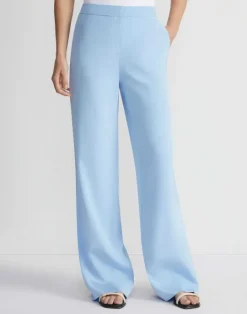 Sale Lafayette 148 New York Organic Silk Stretch Crepe De Chine Sullivan Pant Sky Blue