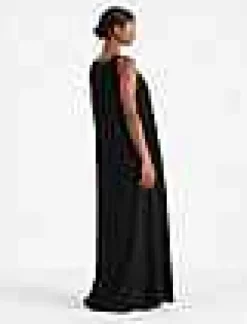Hot Lafayette 148 New York Organic Silk Stretch Georgette A-Line Gown Black