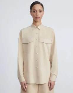 Hot Lafayette 148 New York Paperfine Suede Shirt Jacket Dune