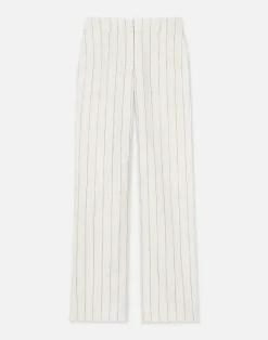 Lafayette 148 New York Pinstripe Linen Sullivan Pant Pebble Multi
