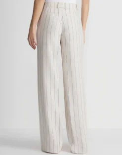 Lafayette 148 New York Pinstripe Linen Sullivan Pant Pebble Multi