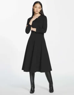 Best Lafayette 148 New York Punto Milano Flared Midi Dress Black