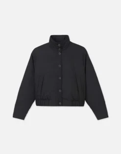 New Lafayette 148 New York Recycled Poly Stand Collar Puffer Jacket Black
