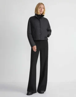 New Lafayette 148 New York Recycled Poly Stand Collar Puffer Jacket Black