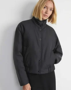 New Lafayette 148 New York Recycled Poly Stand Collar Puffer Jacket Black